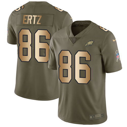 Nike Eagles #86 Zach Ertz Olive/Gold Youth Stitched NFL Limited Salute to Service Jersey